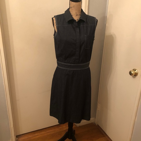 brooks brothers denim dress Women's Cotton Denim Floral Jacquard Sheath Dress